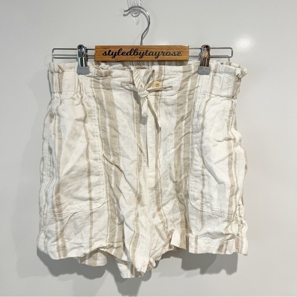 Madewell Linen-Blend Pull-On Paperbag Shorts: Undyed Stripe Edition - Picture 5 of 11